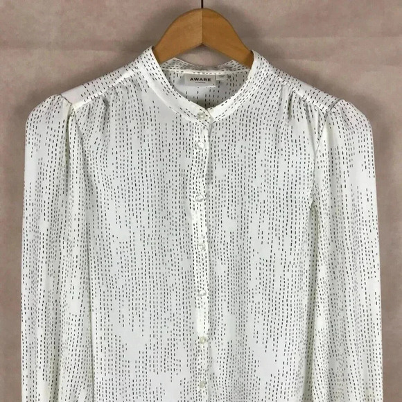 VERO MODA AWARE Collarless Edgy Minimalist Button Front Blouse SMALL - Picture 4 of 7